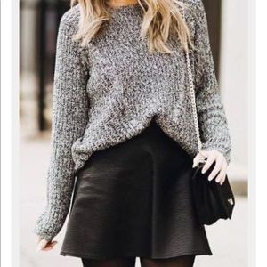 H&M black high waisted leather skirt